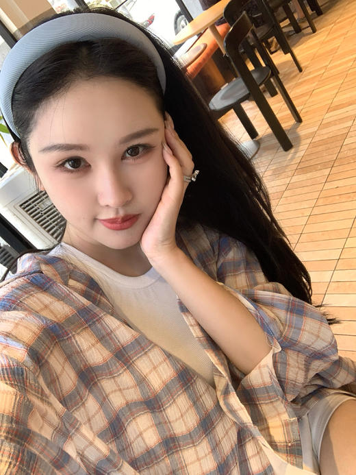 Read Nameless/全棉格蓝格子衬衫 商品图5