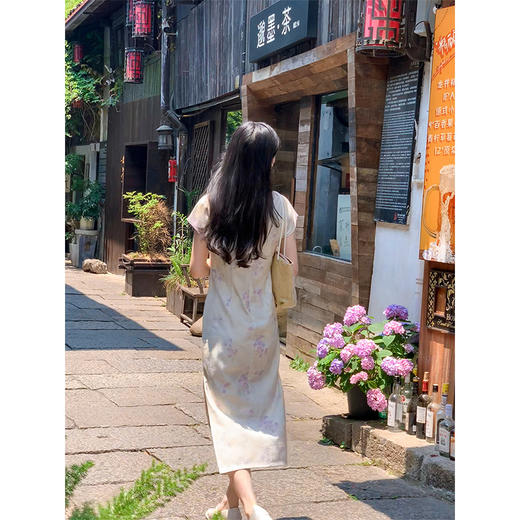 ＬＳＢ3971白色旗袍2025新款夏季淑女范新中式改良素雅温柔日常可穿连衣裙女 商品图4