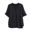 女短袖衬衫夏季新款妈妈小衫宽松遮肚子黑色上衣 商品缩略图3