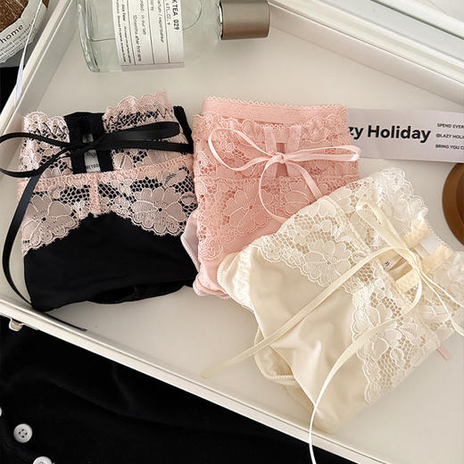【惊爆价！抢3条！】甜美风纯欲蕾丝边女士内裤，纯棉裆抑菌 +缎面性感设计蕾丝边，舒适又撩人 商品图4