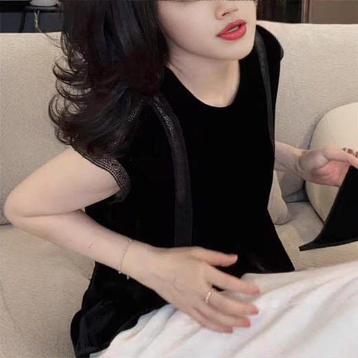 MZ法式气质蕾丝镂空丝绒短袖上衣女装2025夏季新款休闲衬衫百搭小衫 商品图1