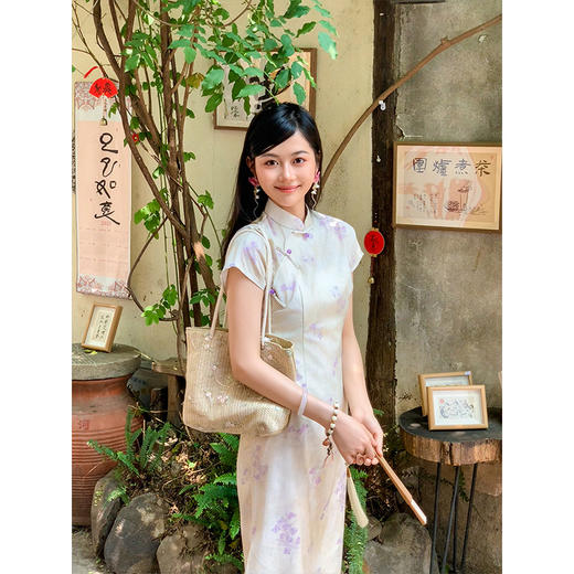 ＬＳＢ3971白色旗袍2025新款夏季淑女范新中式改良素雅温柔日常可穿连衣裙女 商品图1