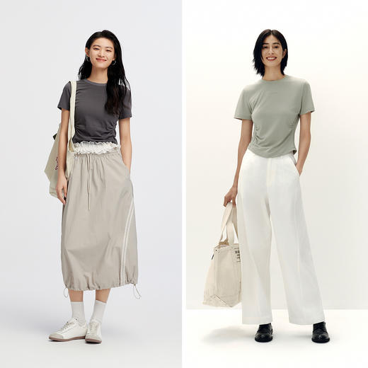 [商场同款]森马短袖T恤女短款收腰吸湿速干2025夏季新款修身衣服 商品图4