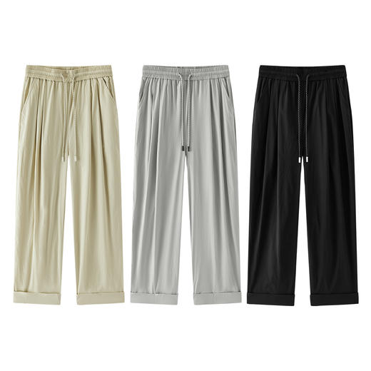 [商场同款]森马休闲裤女慵懒打褶宽松阔腿裤2025夏新款卷边九分裤 商品图4