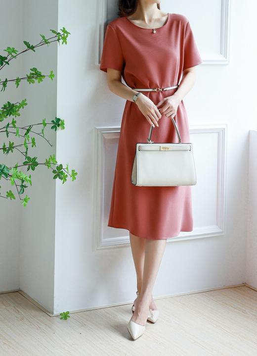 哥弟同款简约知性气质优雅轻熟风醋酸连衣裙 商品图2