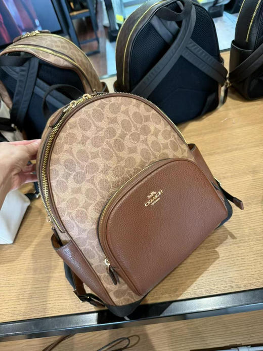 ✨限时折扣1499直邮到手 Coach 经典款中号Court backpack双肩包，老花拼色，双层拉链款，大小正合适，容量大，尺寸约35*21*8cm 商品图2