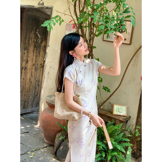 ＬＳＢ3971白色旗袍2025新款夏季淑女范新中式改良素雅温柔日常可穿连衣裙女 商品图3