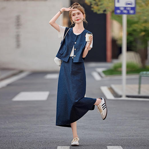 设计感法式时尚洋气，时尚马甲半身裙三件套HR-HSYL2522 商品图0