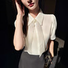 白色翻领雪纺衬衫女士装夏季2025新款法式上衣轻奢高级感短袖气质 商品缩略图3