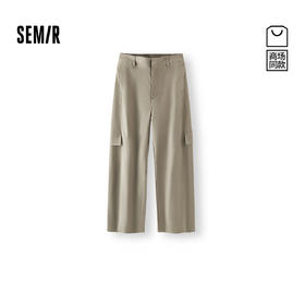 [商场同款]森马休闲裤女纯色工装裤2025秋新款半松紧腰宽松弯刀裤