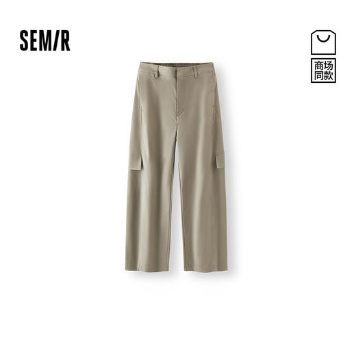 [商场同款]森马休闲裤女纯色工装裤2025秋新款半松紧腰宽松弯刀裤 商品图0