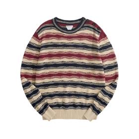 中性款条纹针织毛衣005