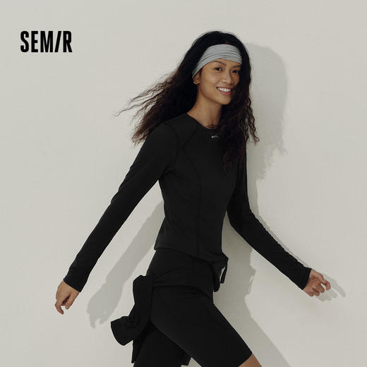 [商场同款]森马长袖T恤女短款抑菌2025秋新款吸湿速干衣服运动风 商品图1