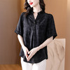 女短袖衬衫夏季新款妈妈小衫宽松遮肚子黑色上衣 商品缩略图0