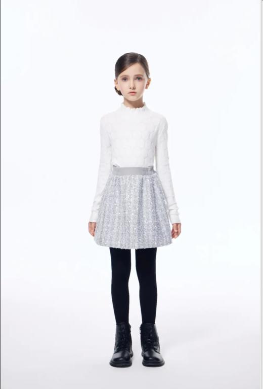 【春上新】【秋季新品】8楼 琳麦罗 LYNN&MILO 灰色粗纺珠片绣小香风半裙 商品图1