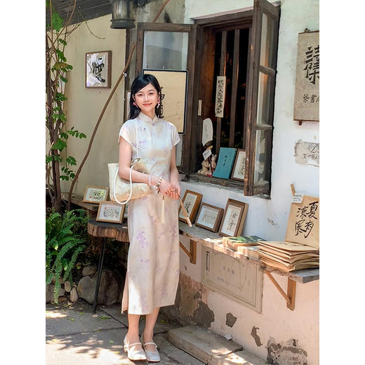ＬＳＢ3971白色旗袍2025新款夏季淑女范新中式改良素雅温柔日常可穿连衣裙女 商品图0