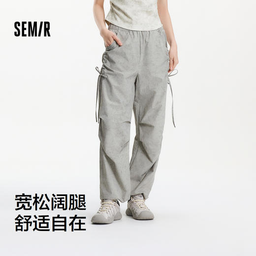 [商场同款]森马休闲裤女晕染工装裤高街2025夏新款肌理阔腿裤小众 商品图1