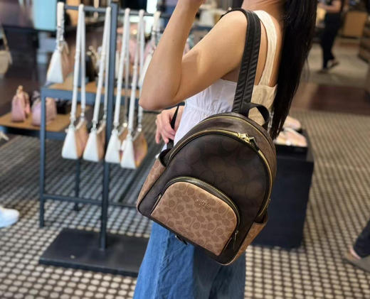✨限时折扣1499直邮到手 Coach 经典款中号Court backpack双肩包，老花拼色，双层拉链款，大小正合适，容量大，尺寸约35*21*8cm 商品图8