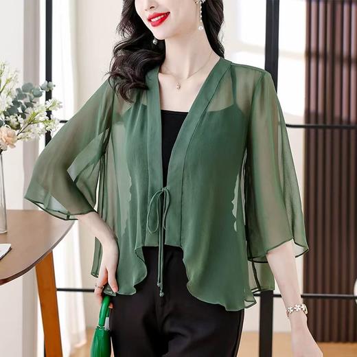 A6055外搭开衫防晒衣女夏季薄款小披肩国风罩衫新中式短外套 商品图0