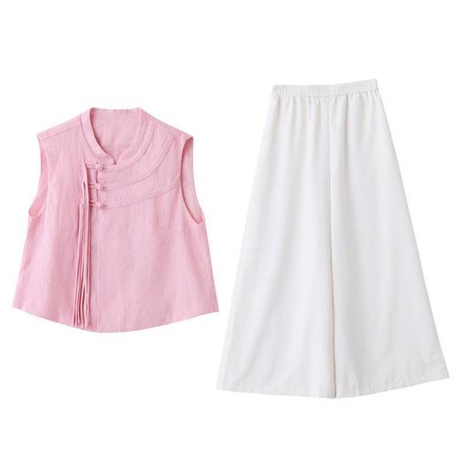 【预售3天】新中式国风套装设计感气质无袖背心高腰阔腿裤两件套HMGC3277 商品图4