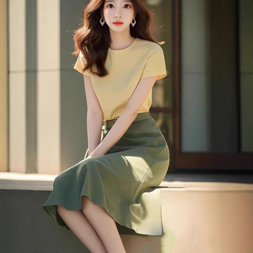 减龄夏季搭配一整套时尚短袖半身裙两件套装女 商品图3