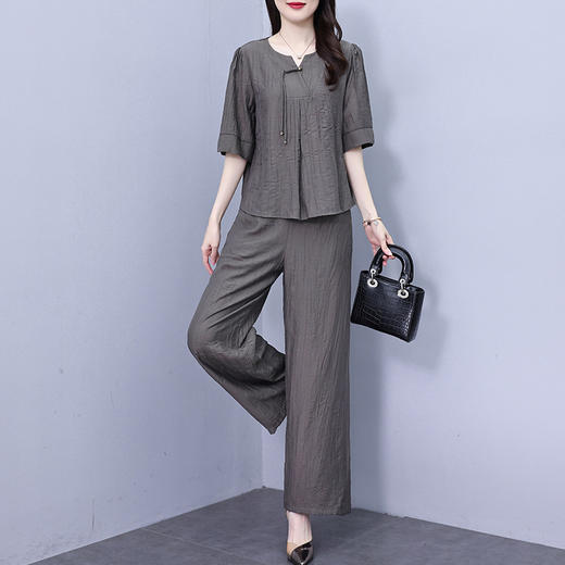 套装女2025新款夏季时尚轻奢高级感两件套阔腿裤套装 商品图0