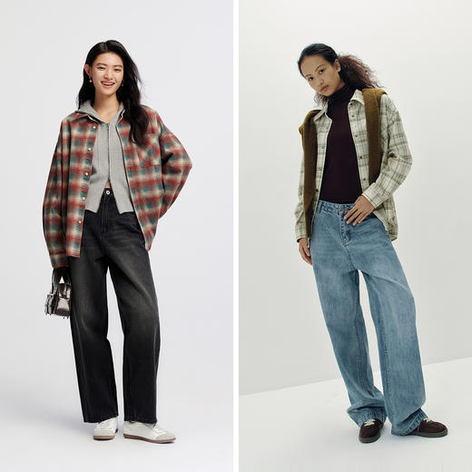 森柔牛仔|商场同款森马牛仔衬衫女中长款2025秋新款oversize衬衣 商品图4