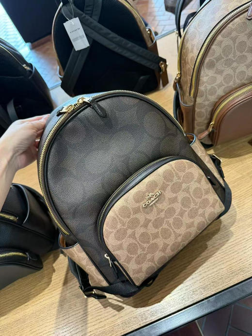 ✨限时折扣1499直邮到手 Coach 经典款中号Court backpack双肩包，老花拼色，双层拉链款，大小正合适，容量大，尺寸约35*21*8cm 商品图6