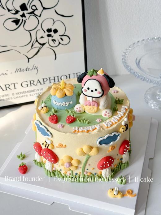 帕恰狗的小花园卡通动物手绘蛋糕-低糖处理无添加 商品图1