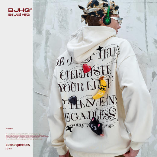 BJHG不计后果贴贴连帽卫衣男款秋季美式潮牌宽松暖皮恒温情侣上衣 商品图1
