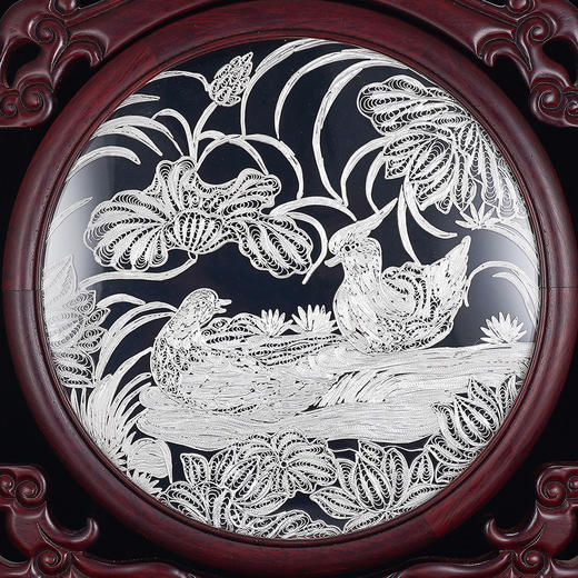 子佩集S999银手工银花丝【鸳鸯戏水】双面旋转花丝台屏【YYXSHATP】大师工坊原创设计2508 商品图9