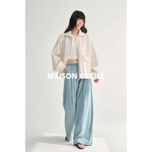MAISON CECILE 夏日感松弛飘荡松紧腰直筒做旧牛仔裤 商品图4