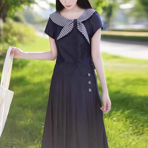 裁缝学苑AH44新款法式学院风短袖半身裙套装纸样女装样板 商品图0