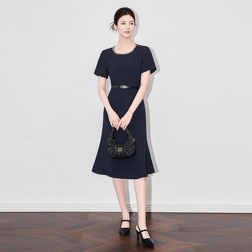 「高货wl」全新升级【铂金会员321/天猫429/差价108】(44542)洛诗琳轻奢气质镶钻连衣裙2025夏季新款收腰显瘦鱼尾裙女 商品图0