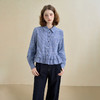 西遇miu系荷叶边蓝色格纹衬衫女秋季新款宽松百搭短款衬衣V2551156 商品缩略图3