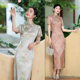 GX老上海复古中国风大码旗袍2025夏季新款仿香云纱旗袍裙