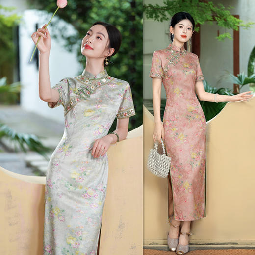 GX老上海复古中国风大码旗袍2025夏季新款仿香云纱旗袍裙 商品图0