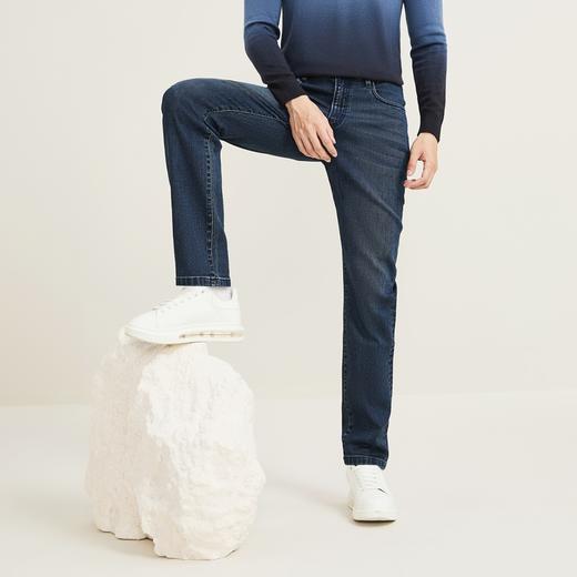 【提花牛仔】柒牌牛仔裤男士秋季新款长裤休闲中腰直筒修身裤子129H71410 商品图1