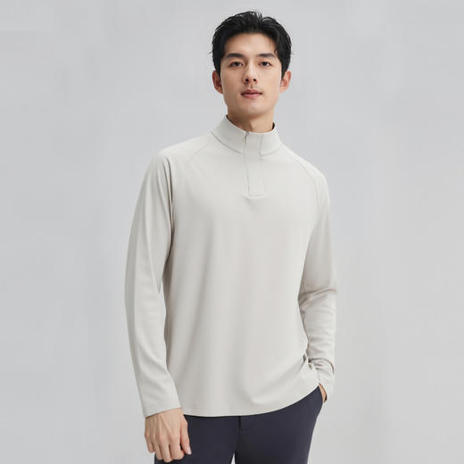 圣得西长袖T恤男2025秋季新款立领半开休闲通勤潮流运动男士上衣 商品图13