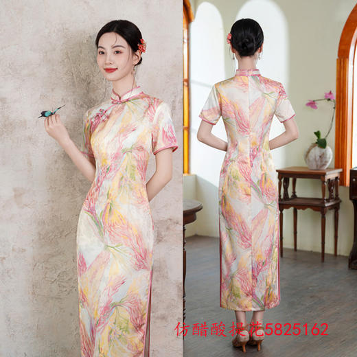 GX复古中国风传统中式长款短袖旗袍2025夏季新款改良修身显瘦旗袍裙 商品图1