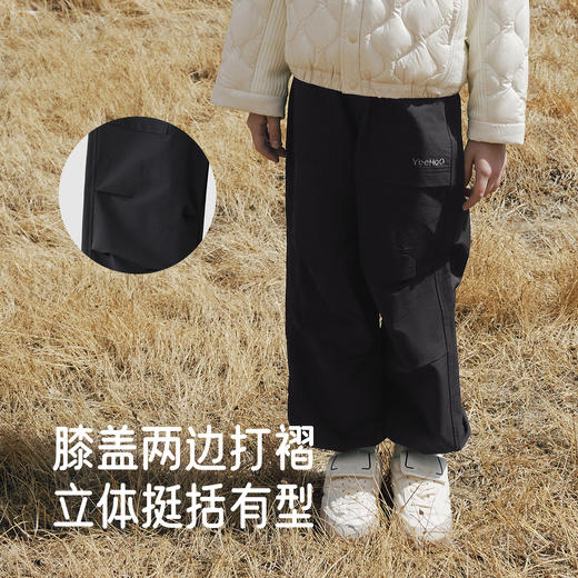 英氏儿童长裤春秋男童休闲工装裤纯色百搭中大童休闲直筒裤长裤 商品图2