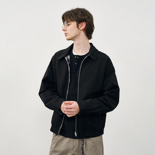 714street两面穿格子哈灵顿夹克2025秋冬新款工装老钱风厚外套男 商品图2