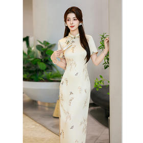 GX老上海复古国风长款旗袍2025夏季新款素雅中式大码旗袍