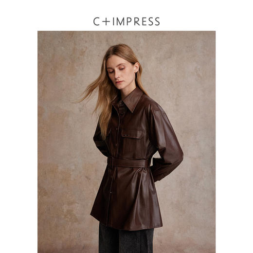 老钱风衬衫领涂层仿皮衬衫WT2503053 商品图1