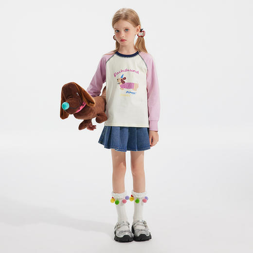 【鬼马童趣风·腊肠狗T】植木童装2025秋季新款男女童圆领长袖T恤 商品图3