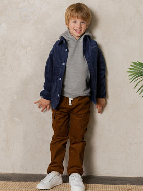 藏青灯芯绒刺绣外套