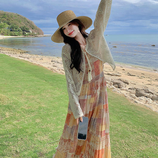 波西米亚风吊带连衣裙，海边度假超好看罩衫裙子套装HR-2560 商品图2
