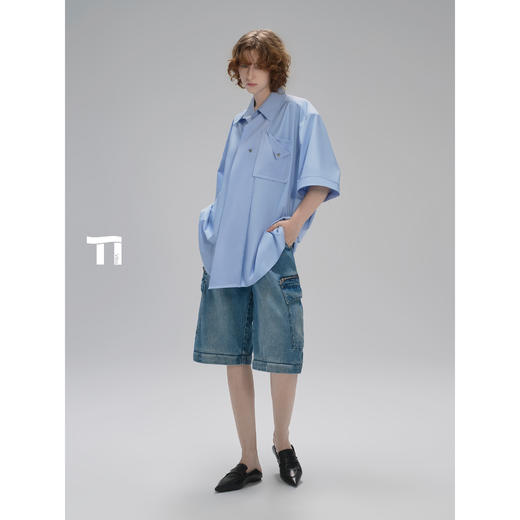 启世录TIWILLTANG“峻陵隐渊”5.0品牌明星同款立体门襟短袖衬衫 商品图2