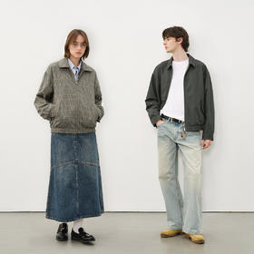 714street两面穿格子哈灵顿夹克2025秋冬新款工装老钱风厚外套男