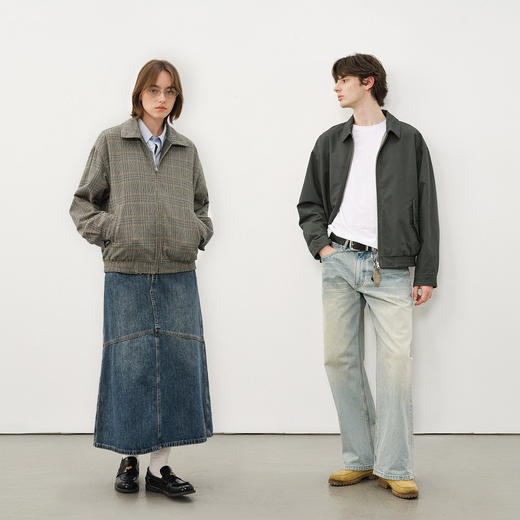 714street两面穿格子哈灵顿夹克2025秋冬新款工装老钱风厚外套男 商品图0